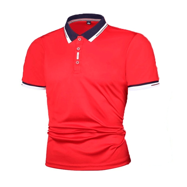 Ribbed Polo Button-Front Tee