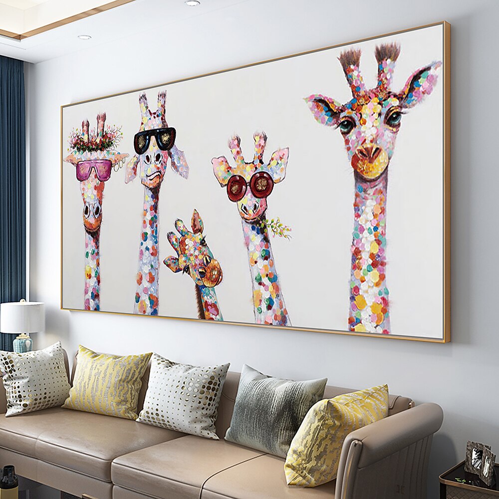 Pintura a Óleo Pintados à mão Horizontal Abstrato Animais Moderno Tela enrolada (sem moldura) de 2025 por $89.99 –P2