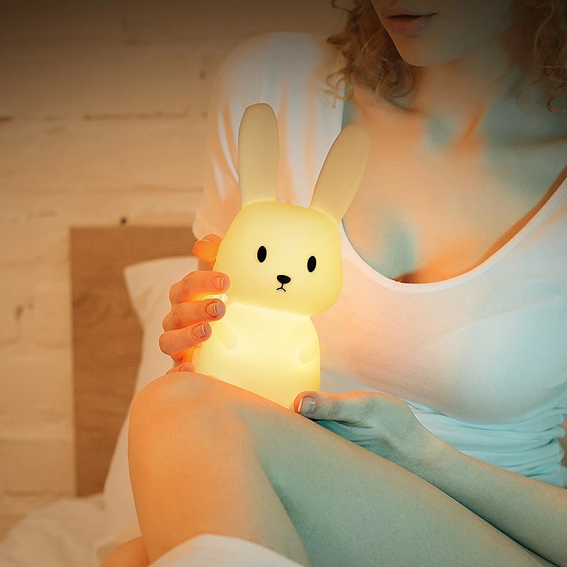 led kanin nattlys kaninlampe for barn berøringssensor dyr tegneserie søt lampe fargerik usb oppladbar silikongave barnehage jente gutt småbarn kawaii romdekorasjon soverom nattbordslampe 2025 - $35.99 –P13