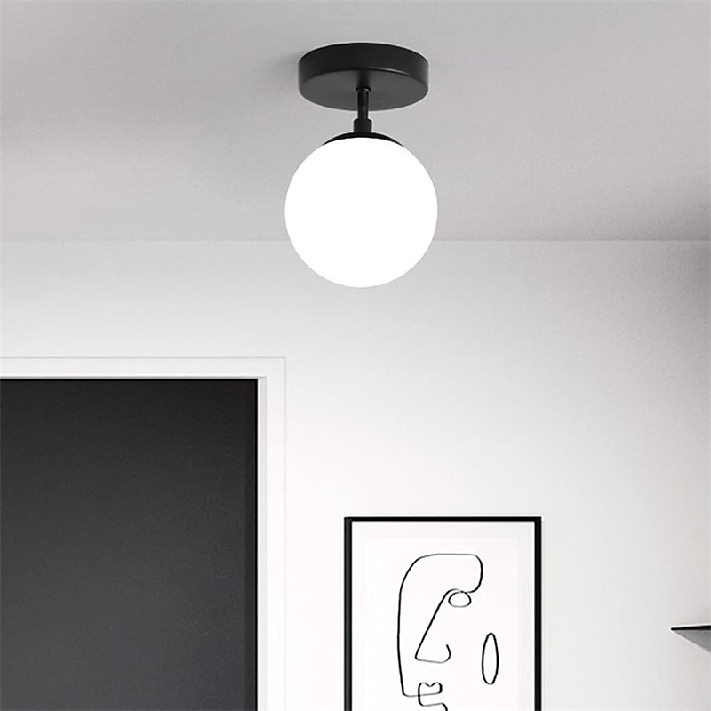 led innfelt taklampe glass globe 1-lys svart gang taklampe minimalistisk design vintage taklamper for soverom stue foaje kjøkken (1 pakke) 2025 - $37.99 –P4