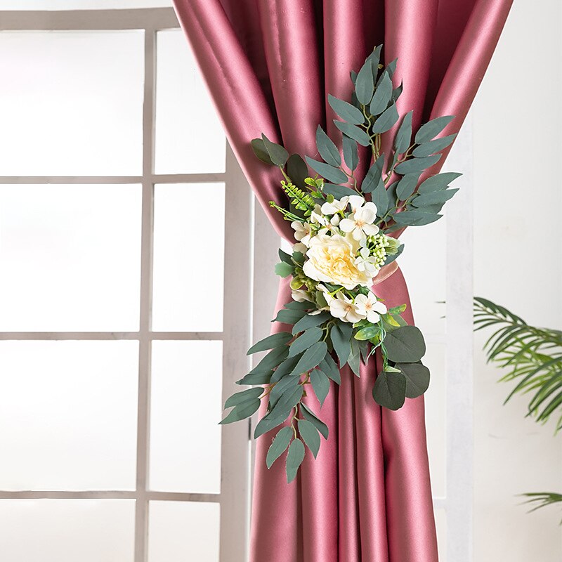 Window Magnetic Flower Curtain Tieback Rose Flower Tie Holder Decor MP 