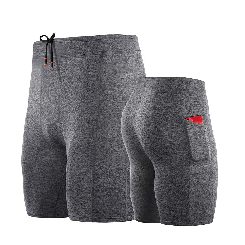 Herre Tettsittende treningshorts Kompresjonshorts Yogashorts Spandex shorts Snorer med telefonlomme Grunnlag Atletisk Sommer Spandex Pustende Hurtigtørkende Fukttransport Myk Yoga & Danse Sko Maraton 2025 - $16.49 -P10