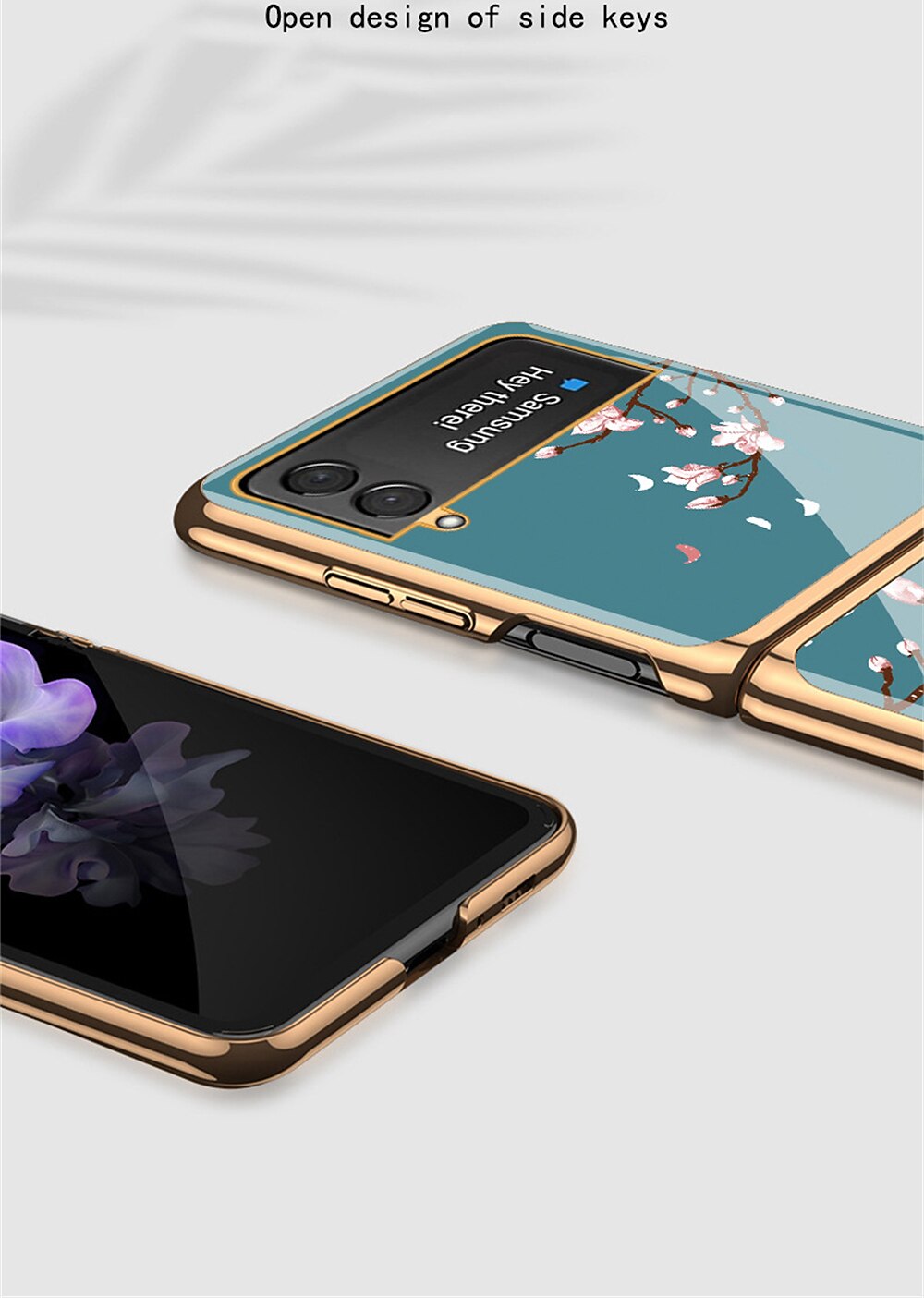 телефон Кейс для Назначение SSamsung Galaxy Z Flip 5 Z Flip 4 Z Flip 3 Кейс на заднюю панель Флип Мода Защитная пленка для объектива камеры Цветы Закаленное стекло 2025 - $28.99 –P3