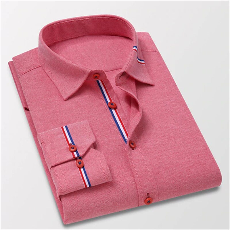 Voor heren Overhemd met knopen Overhemd Shirt met kraag Wit Rood Marineblauw Lange mouw Effen Strijkijzer Lente & Herfst Bruiloft Buiten Kleding Button-omlaag 2025 - $20.99 –P3