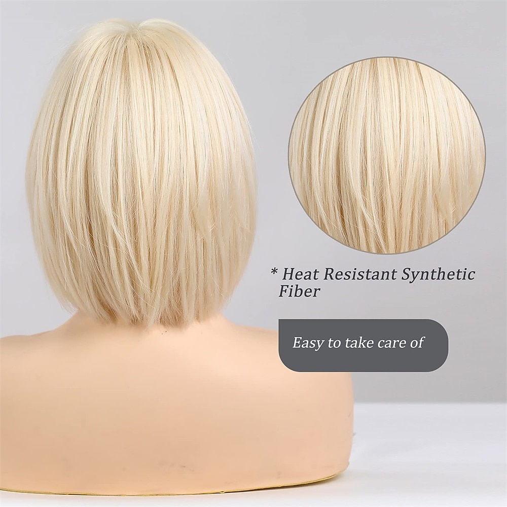 blonde krullende pruiken voor vrouwen lange synthetisch haar pruik met pony middenscheiding voor dagelijks gebruik en party bob pruiken 2025 - $24.99 –P4