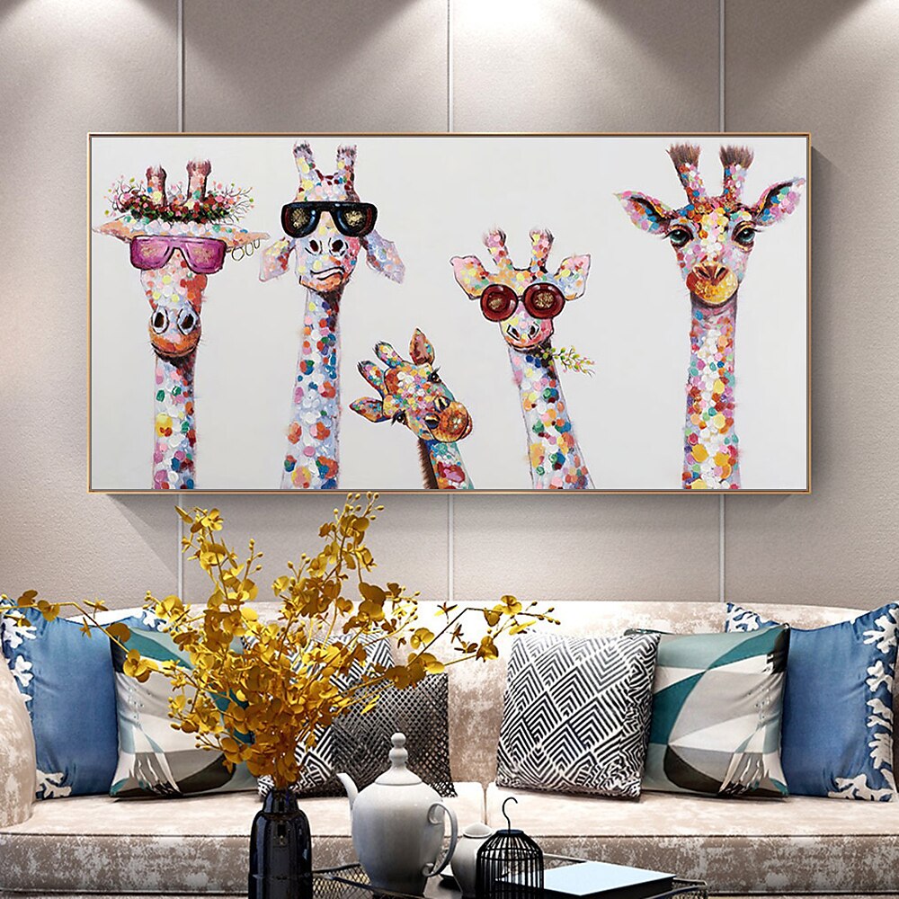 Pintura a Óleo Pintados à mão Horizontal Abstrato Animais Moderno Tela enrolada (sem moldura) de 2025 por $89.99 –P3