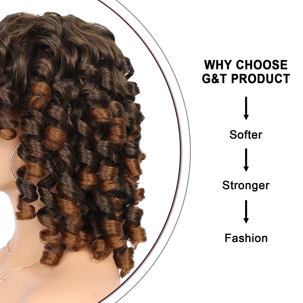 Wig Short Afro Curly Wigs for Black Women Dark Brown Curly Wig with Bangs Fluffy Shoulder Length Wigs Heat Resistant Synthetic Colorful Wigs for Daily Party Use 2025 - $28.99 –P5