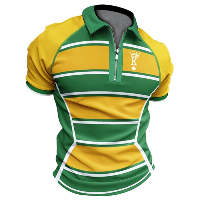 Per uomo Blocco di colori Polo Maglia da golf Camicia Collo ripiegato Casuale Quotidiano Giallo Cerniera 3D Abbigliamento Moda Casual Traspirante Confortevole del 2026 a $23.99 –P2