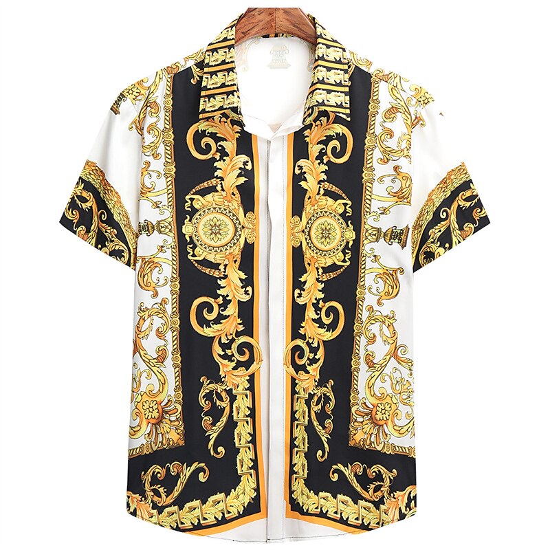 Per uomo Camicia Camicie da smoking Nero Bianco Blu Verde Manica corta Pop art Collo ripiegabile Primavera estate Esterno Strada Abbigliamento Bottone giù del 2025 a $17.49 –P1