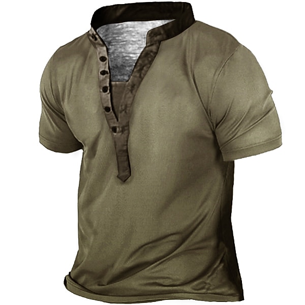 Men's Button T Shirt T Shirt Henley Shirt Tee Short Sleeve Henley Summer Solid Color Graphic Designer Basic Casual Button-Down Outdoor Daily Sports Yellow Blue Gray Top Tee for Men 2025 - $16.49 –P2