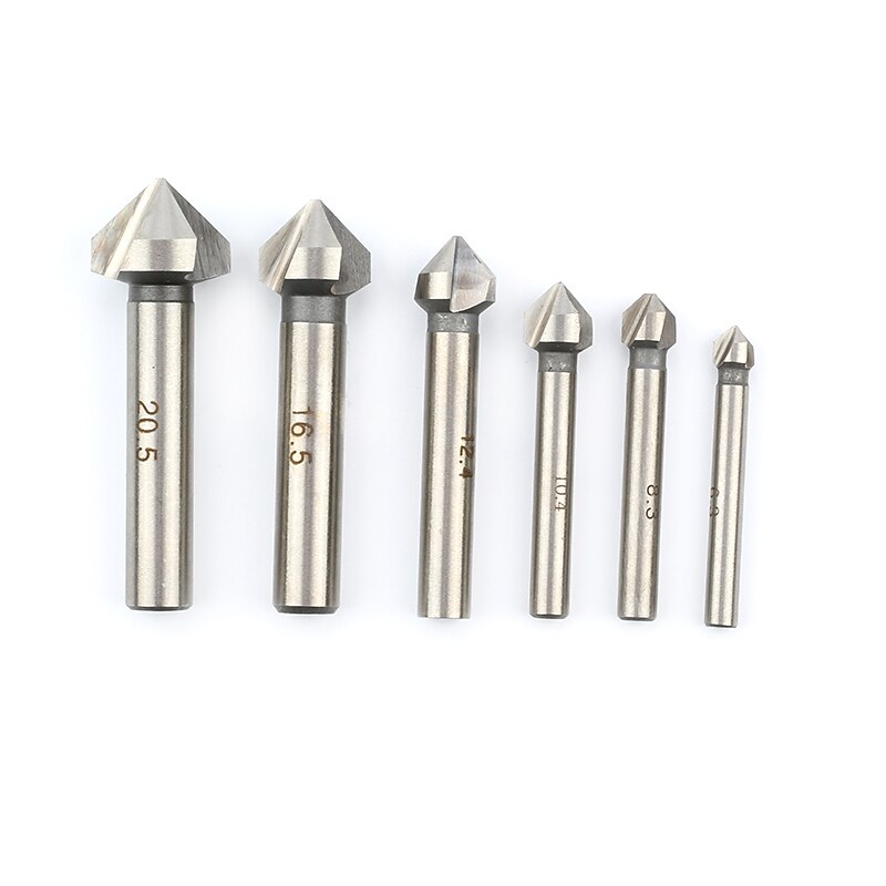 ronde schacht 6 stks/set 3 fluit hss harde metalen drie rand afschuining afkanten frees cutter bit verzinkboor 2025 - $17.99 –P7