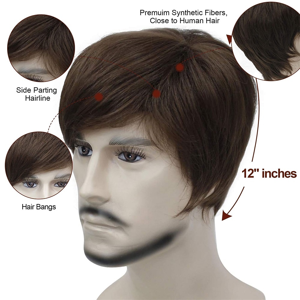 korte rechte blonde pruik voor mannen, hittebestendige pruik van synthetisch haar 2026 - $21.99 –P12