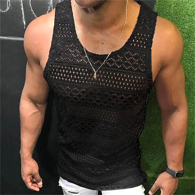 Homme Débardeur Sous-Vêtements T-shirt sans manches Sans manches Col ras du cou Été Couleur Unie Mode Occasionnel Respirant Extérieur Rue Occasionnel Noir Blanche Rose Claire T-shirt haut de gamme de 2025 ? $20.99 –P2