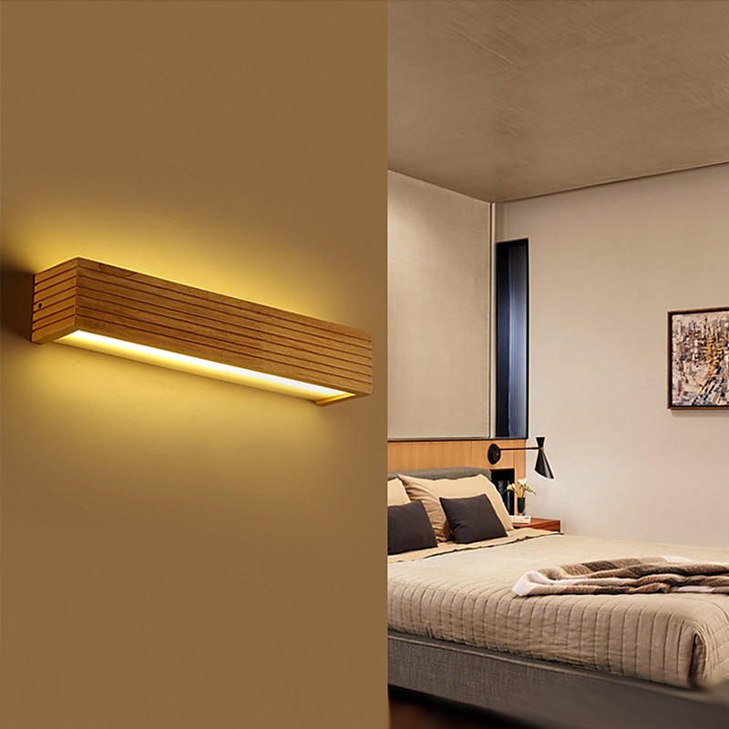 Nowoczesny styl skandynawski kinkiet wewnętrzny led drewno salon sypialnia kinkiet 220-240 v 8 w 2025 - $76.99 –P2