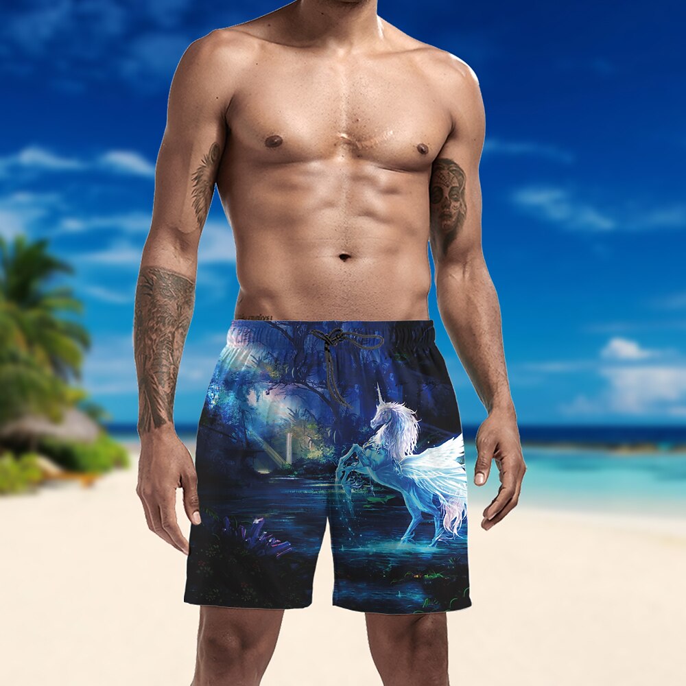 Homens Calção Justo de Natação Shorts de Natação Secagem Rápida Leve Bermuda de Surf Calças Com bolsos Com Cordão Natação Surfe Praia Esportes Aquáticos Animais Verão de 2025 por $23.99 –P14