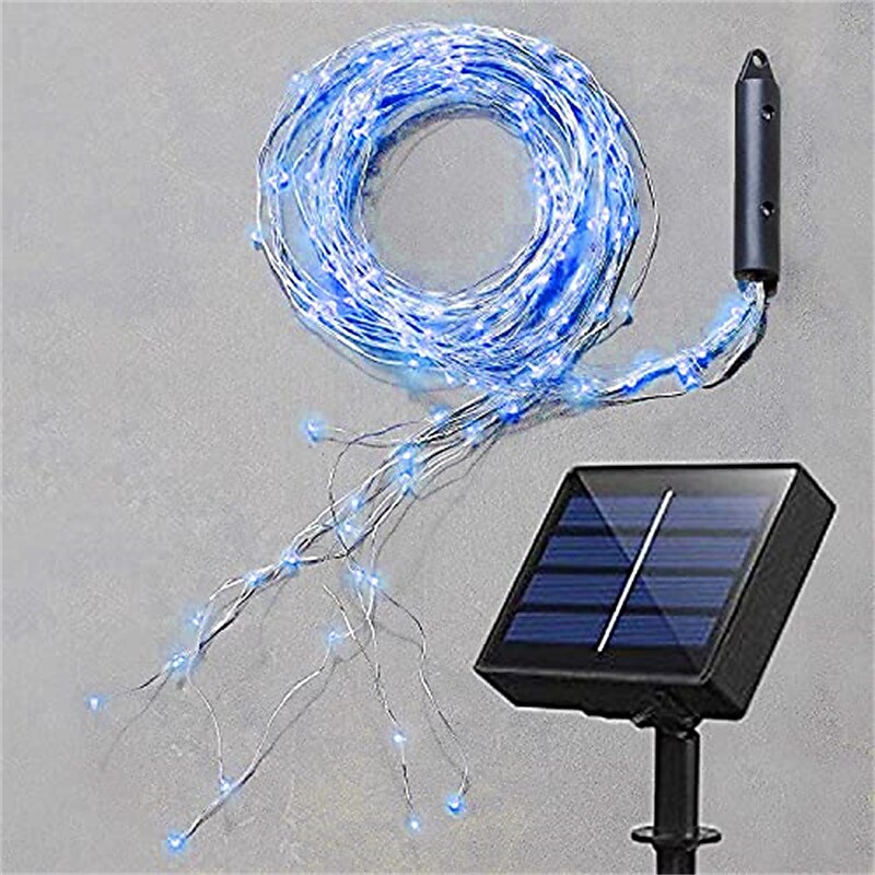 luciole solaire bouquet lumières de jardin extérieur cascade guirlande lumineuse 2m 180leds avec 8 modes clignotants pour patio décoration de fête de mariage arbre de noël el 5mm blanc chaud blanc de 2025 ? $26.99 –P12