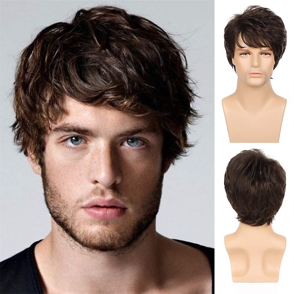 beskårne parykker for menn kortlagede naturlig syntetisk halloween cosplay-kostyme herreparykker 2026 - $21.99 –P13