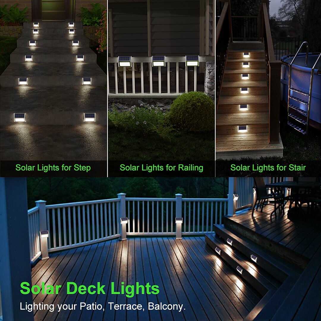 2 шт., открытый солнечный свет для ступеней, ночник для лестницы, садовый двор, водонепроницаемый солнечный забор, угловое освещение, украшение, водонепроницаемый светильник для лестницы 2026 - $25.99 –P13