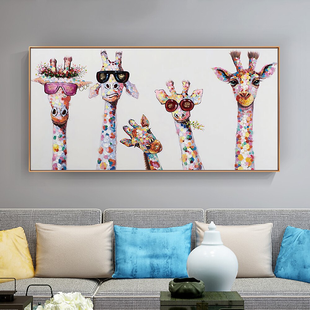 Pintura a Óleo Pintados à mão Horizontal Abstrato Animais Moderno Tela enrolada (sem moldura) de 2025 por $89.99 –P4