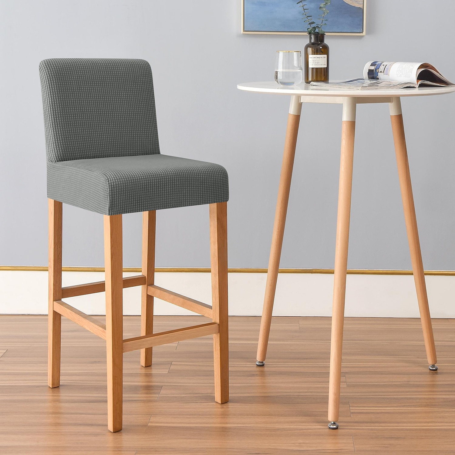 2 st stretch barpallsöverdrag pubdisk pall stol överdrag till matsal cafémöbler vinröd sitsöverdrag stretchskydd halkskydd med elastisk botten 2025 - $15.49 –P3