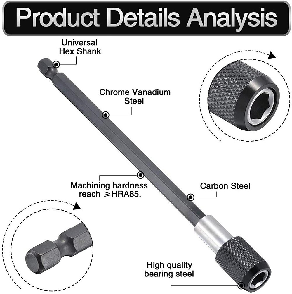 1/4 Inch Red Hexagonal Handle Batch Head Extension Rod Magnetic Screwdriver Quick Release Self-locking Extension Rod 60/100/150mm 2025 - $12.99 –P1