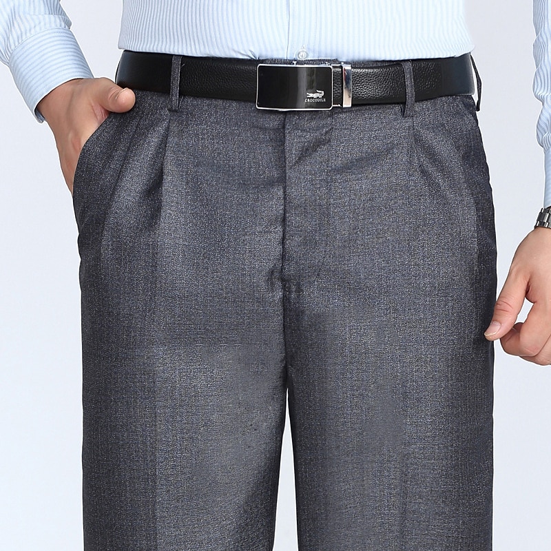 Voor heren Pakken Broek Geplooide broek Vetoketju Zak Recht been Effen Comfort Ademend Enkellengte Bruiloft Kantoor Werk Modieus Chique en modern Grijs Groen Rokerig grijs Micro-elastisch 2025 - $34.99 –P10