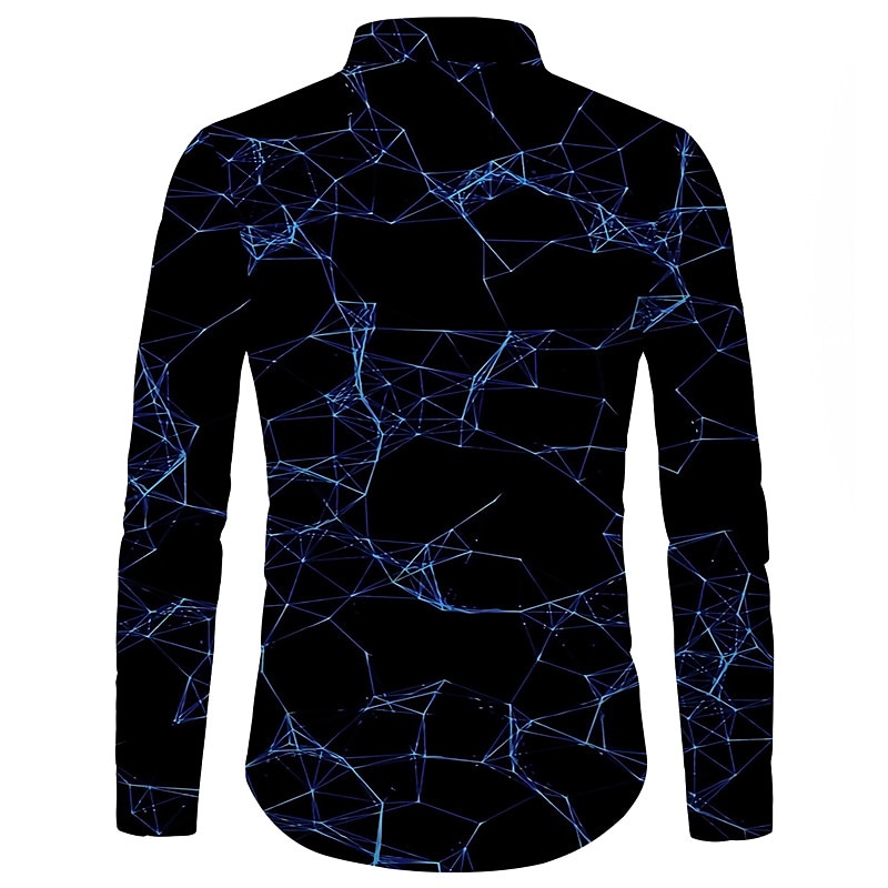 Herre Styreledere Geometri Skjorte Skjorte med knapper Langermet Mote Designer Fritid utendørs Avslappet Ferie Sommer Vår Aftæpning Trykt mønster Knapp ned Blå 2025 - $24.99 –P2