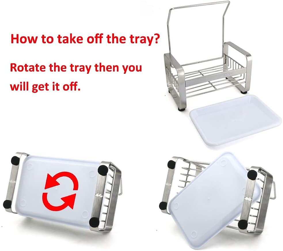 roestvrijstalen spons houder met vaatdoek droogrek aanrecht organizer caddy lade spons borstel zeep houder set met verwijderbare afvoerbak voor keuken 2026 - $30.99 –P2