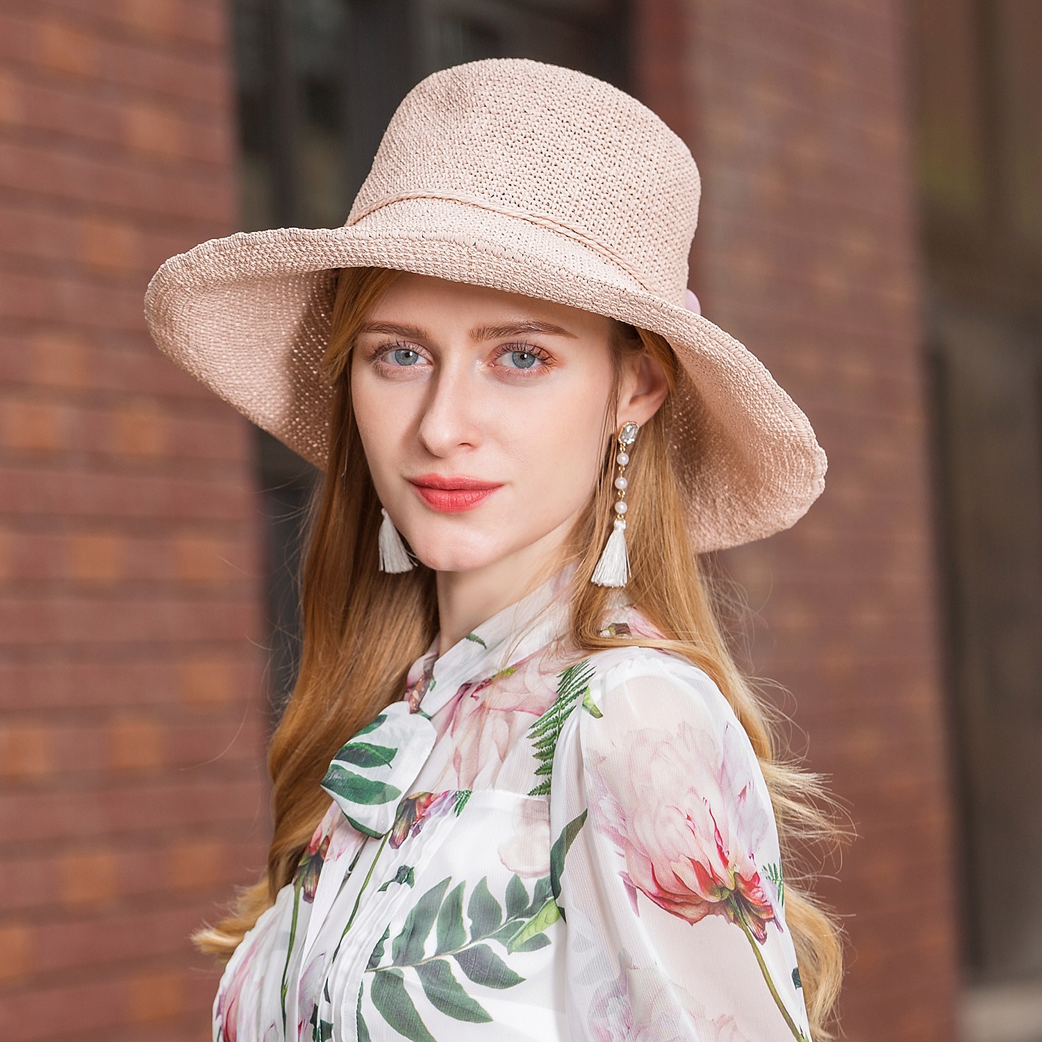 eleganti cappelli di paglia da spiaggia con fiocco in raso 1pc per feste / serate / copricapo casual del 2025 a $22.99 –P5