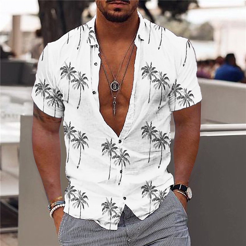Herren Kokosnussbaum Hemd Hawaiihemd Sommerhemd Grafik-Shirt Aloha-Shirt Kurzarm Hemd Umlegekragen Outdoor Strasse Print Weiß Rosa Rote Blau Grün Bedruckt Button-Down Bekleidung Modisch Designer 2025 - $22.99 –P6