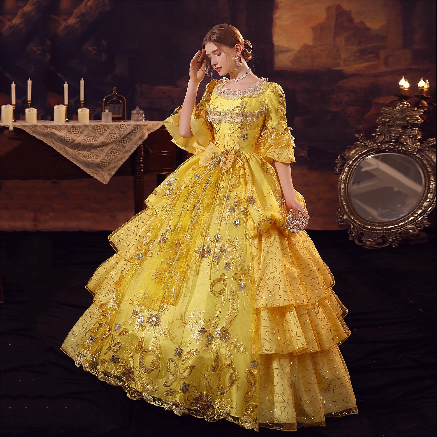 Da principessa Shakespeare Taglie forti Gotico Rococò Ispirato al vintage Medievale Vestiti Vestito da Serata Elegante Stile Carnevale di Venezia Per donna Costume Vintage ▾ Cosplay Feste Mascherata del 2026 a $251.59 –P2