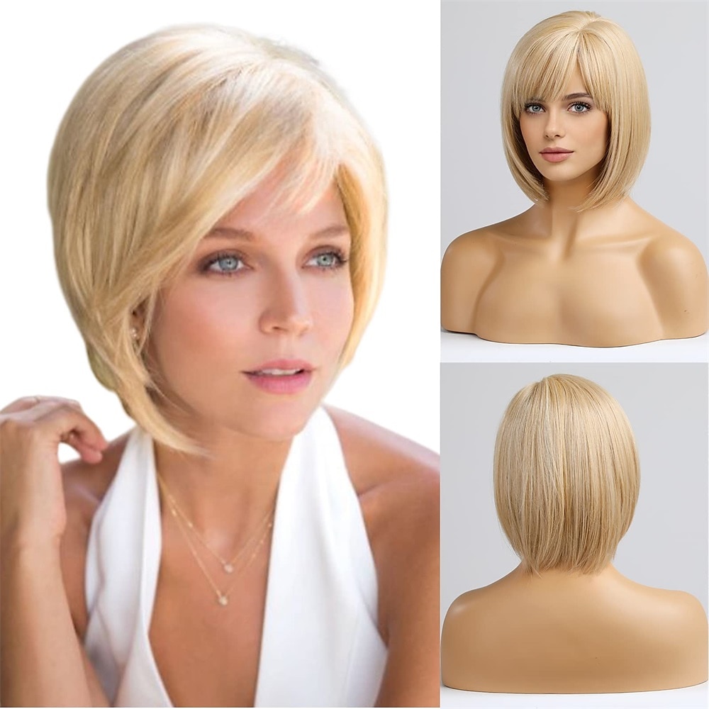 bob gemengde bruine pruiken voor vrouwen met pony 2025 - $28.99 –P8
