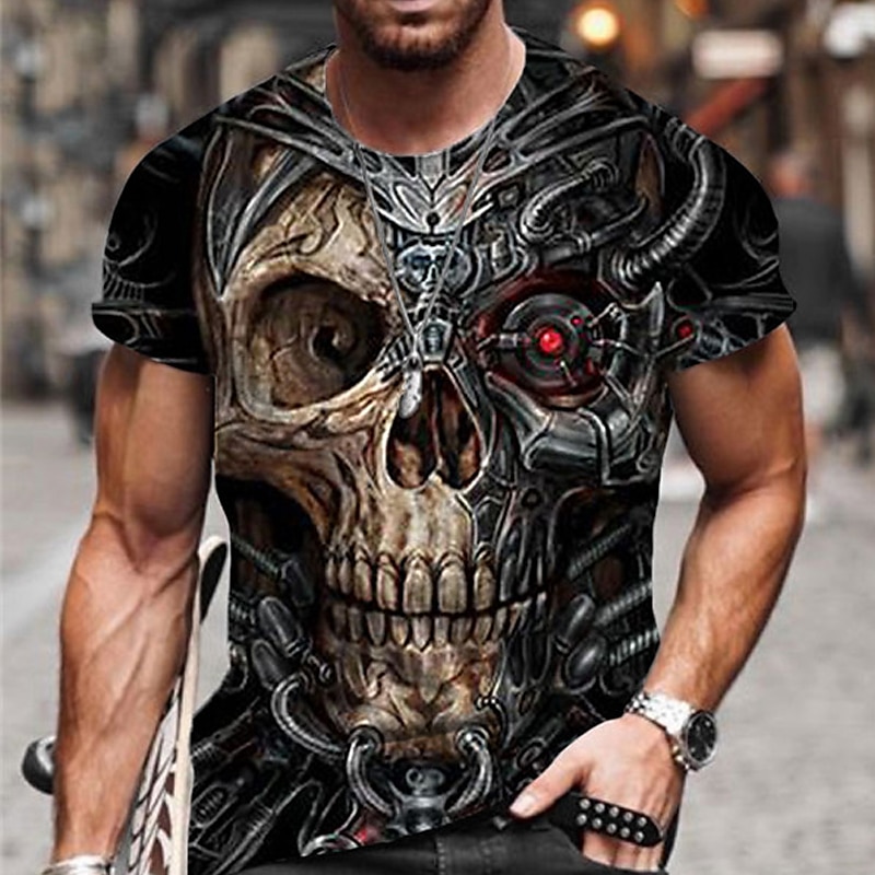 Herr Unisex Dödskalle Grafiska tryck T-shirt halloween skjorta Kortärmad T-shirt 3D-tryck Rund hals Skjorta Sport Designer Ledigt Utomhus Gata Dagligen Svart Rubinrött Blå Sommar Kläder S M L XL XXL 2025 - $17.99 –P3