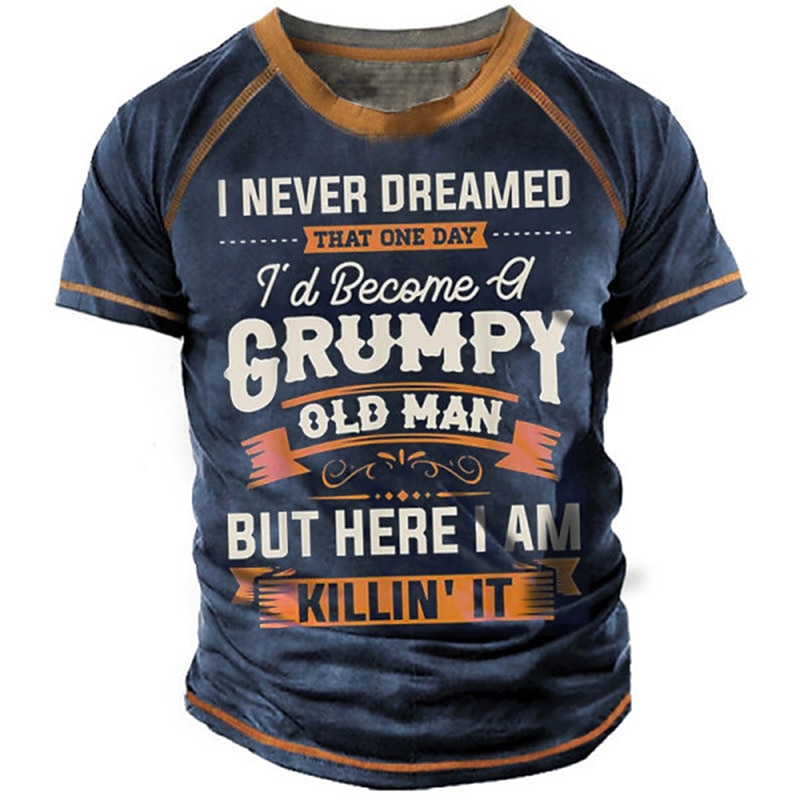 Miesten Sukupuolineutraali Kirjain Graafiset tulosteet T-paita Slogan T-paidat Grumpy Old Man T-paita Lyhythihainen T-paita 3D-tulostus Tiukka pyöreä kaula-aukko Paita Urheilu Suunnittelija Vapaa-aika 2025 - $18.99 –P1