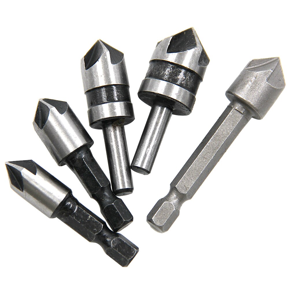 5pc 1/4 ''gambo 5 flauto smusso smussatura set misto cutter svasatore drill bit strumento la lavorazione del legno strumenti professionali di carpenteria del 2025 a $8.99 –P1