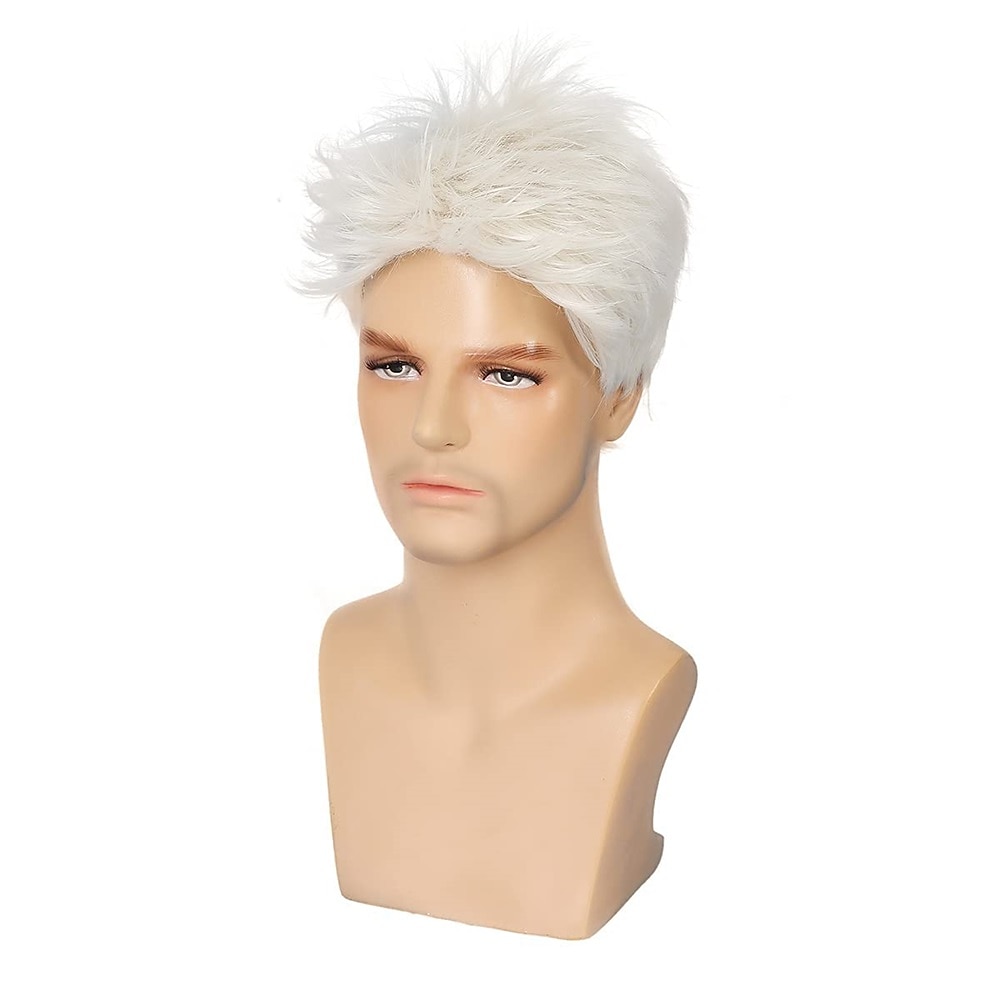 férfi parókák szürke rövid réteges paróka szintetikus helyettesítő cosplay jelmez buli napi viselet haj paróka 2026 - $24.99 –P10