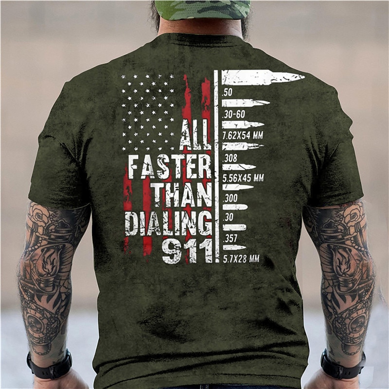 T-shirt à manches courtes Unisexe Drapeau national pour le jour des anciens combattants T-shirt à lettre graphique usé imprimé 3D col rond mode sportive décontractée extérieure style de rue de 2025 ? $17.99 –P1
