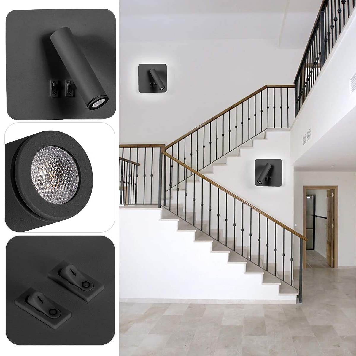 8w moderne intérieur applique murale led applique murale lecture projecteur avec interrupteur 350 pivotant 2 en 1 5w mur projecteur led applique murale pour chambre de chevet salon salle d'étude de 2025 ? $42.99 –P5