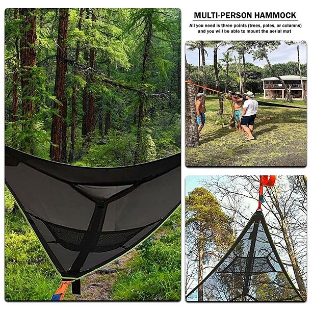 Outdoor Triangle Hammock for Kids Comfortable Outdoor Garden Deck Camping Furniture Multi Person Portable Hammock 3 Point Tree House Air Sky Tent UJJGHJ Giant Aerial Camping Hammock
