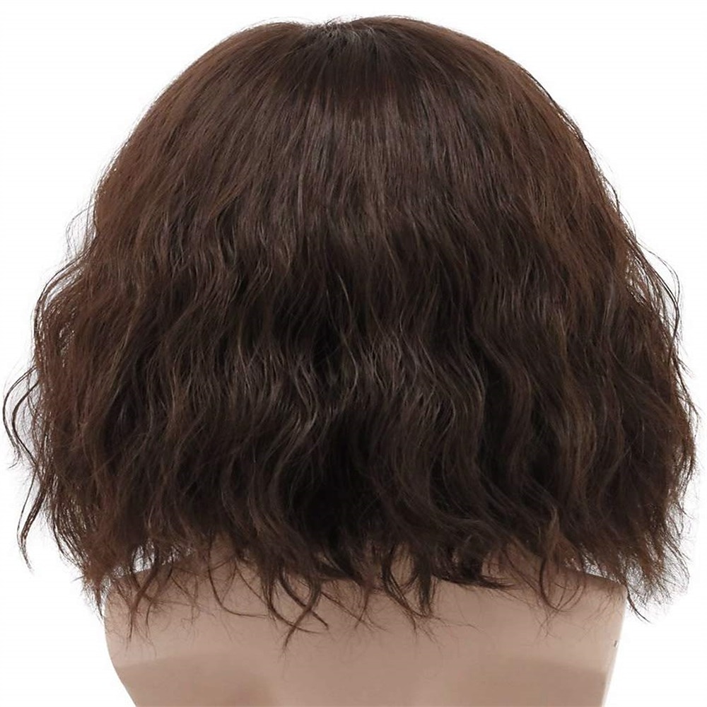 perucă amuzantă pentru bărbați perucă pufoasă scurtă și ondulată maro perucă cosplay perucă anime peruci de halloween 2025 - $24.99 –P4