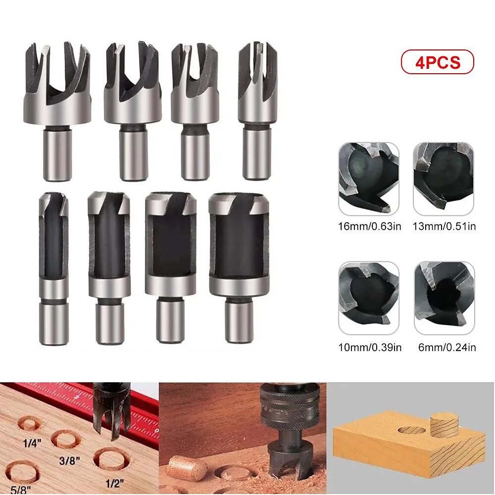 8pcs Round Shank 3/8(9.5mm) Carpentry Wood Plug Cutter Straight Tapered Claw Type Drill Bit Set 6mm 10mm 13mm 16mm Wood Drill 2025 - $16.99 –P2