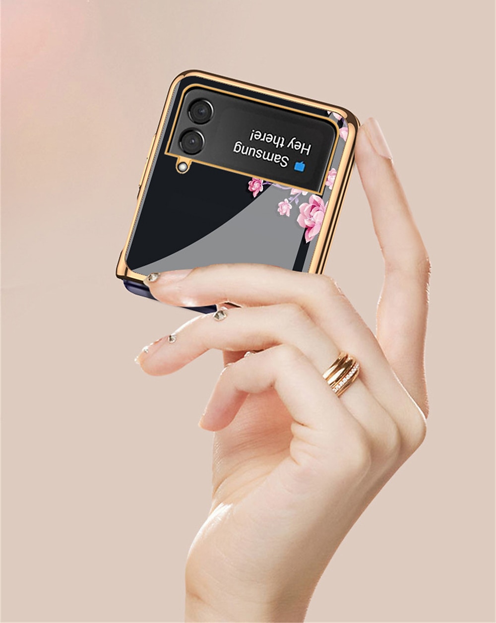 телефон Кейс для Назначение SSamsung Galaxy Z Flip 5 Z Flip 4 Z Flip 3 Кейс на заднюю панель Флип Мода Защитная пленка для объектива камеры Цветы Закаленное стекло 2025 - $28.99 –P2