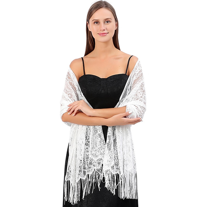 Shawl & Wrap Shawls Women's Wrap Elegant Bridal Sun Protection Sleeveless Lace Fall Wedding Wraps With Lace For Wedding Summer 2025 - $7.99 –P4