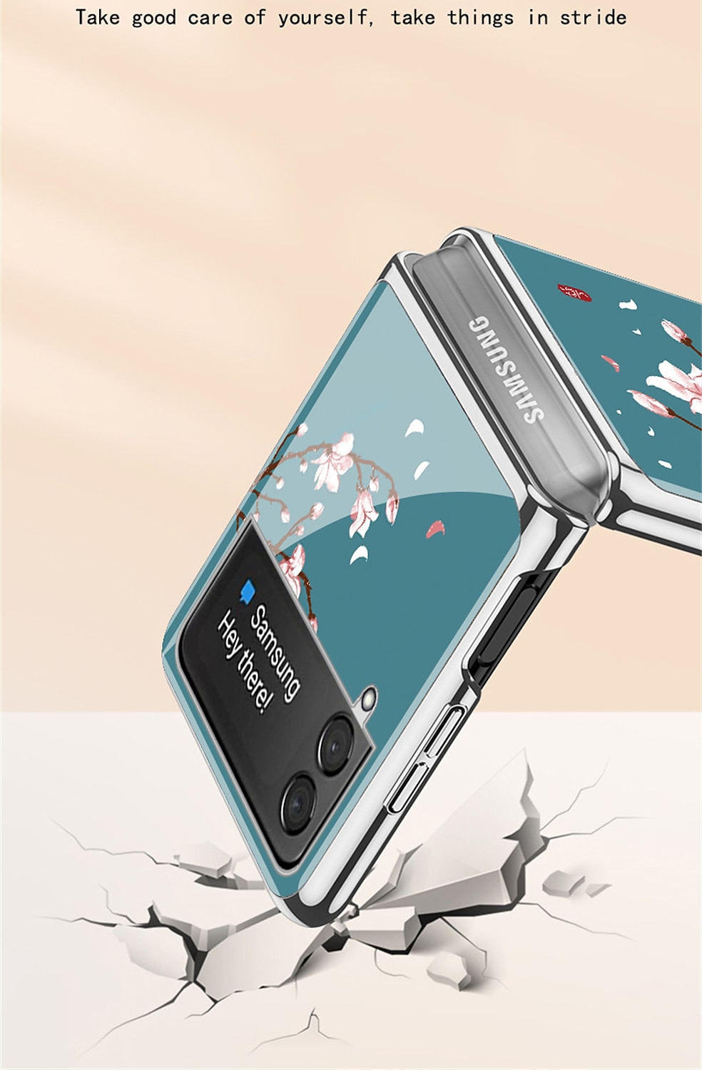 телефон Кейс для Назначение SSamsung Galaxy Z Flip 5 Z Flip 4 Z Flip 3 Кейс на заднюю панель Флип Мода Защитная пленка для объектива камеры Цветы Закаленное стекло 2025 - $28.99 –P4