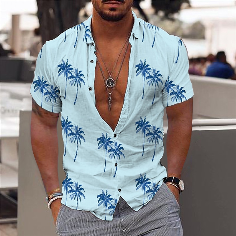 Herren Kokosnussbaum Hemd Hawaiihemd Sommerhemd Grafik-Shirt Aloha-Shirt Kurzarm Hemd Umlegekragen Outdoor Strasse Print Weiß Rosa Rote Blau Grün Bedruckt Button-Down Bekleidung Modisch Designer 2025 - $22.99 –P5