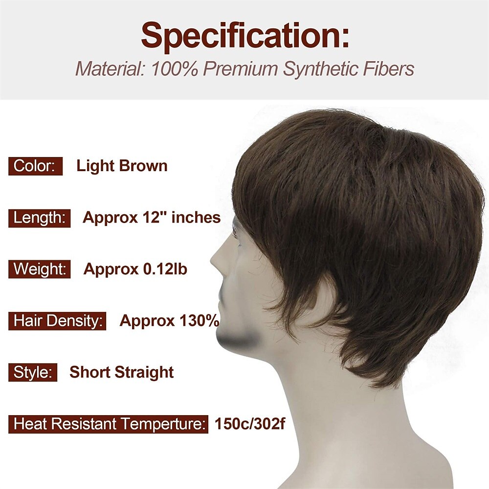 korte rechte blonde pruik voor mannen, hittebestendige pruik van synthetisch haar 2026 - $21.99 –P14