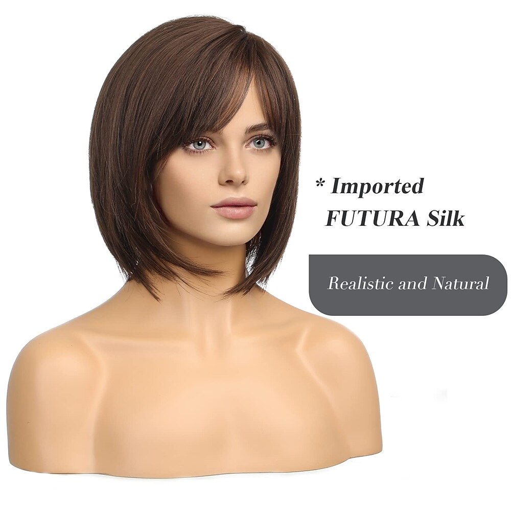bob gemengde bruine pruiken voor vrouwen met pony 2025 - $28.99 –P13