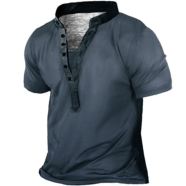Men's Button T Shirt T Shirt Henley Shirt Tee Short Sleeve Henley Summer Solid Color Graphic Designer Basic Casual Button-Down Outdoor Daily Sports Yellow Blue Gray Top Tee for Men 2025 - $16.49 –P3