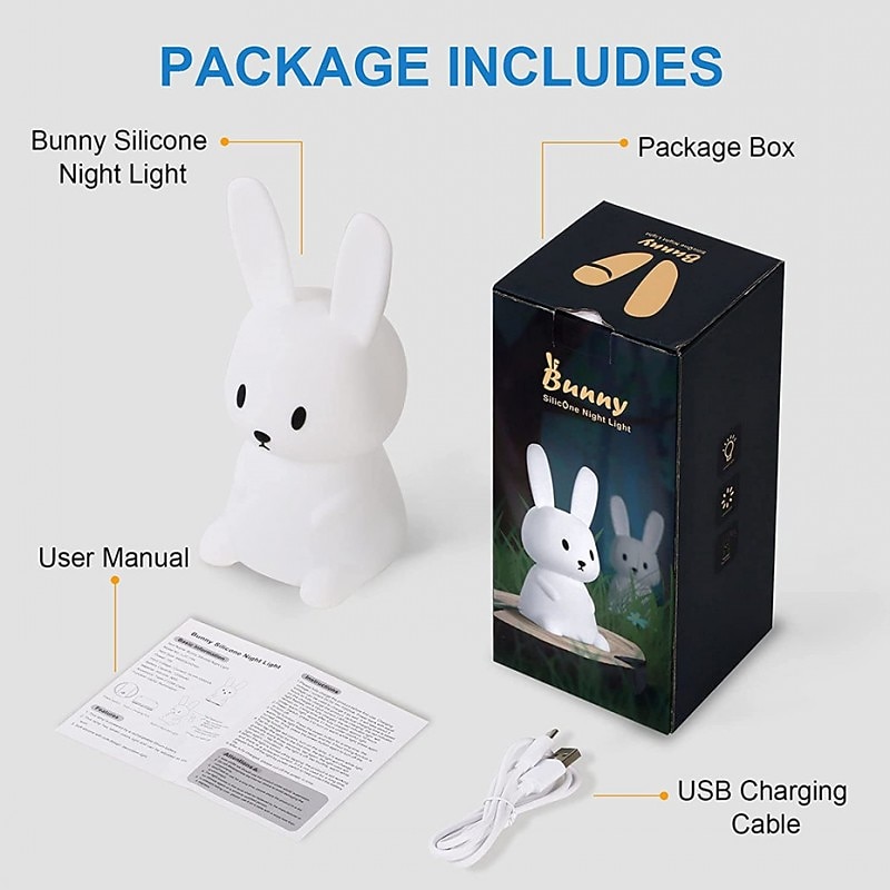 led konijn nachtlampje bunny lamp voor kinderen touch sensor dier cartoon leuke lamp kleurrijke usb oplaadbare siliconegift kwekerij meisje jongen peuter kawaii kamer decoratie slaapkamer bedlampje 2026 - $39.99 –P18