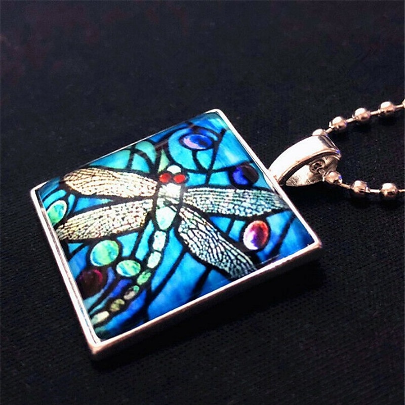 collana da donna collane da strada vintage e collana con ciondolo insetto in vetro / libellula / blu / verde / giallo del 2025 a $7.49 –P6
